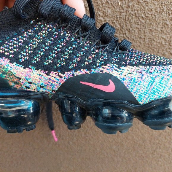 Nike Air Vapormax Flyknit 2 Black Multi Color 2018 942843-015 Women's Size 5.5 - Picture 5 of 11